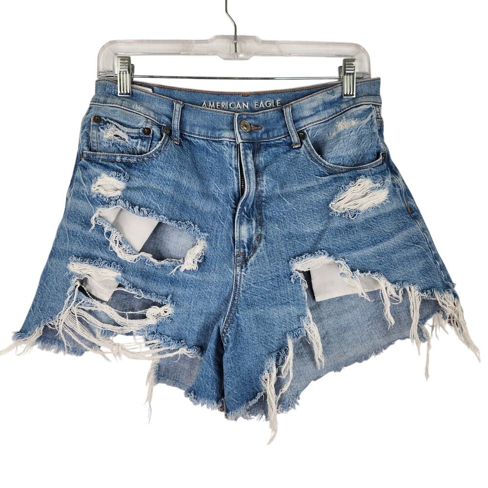 American Eagle Highest Rise 90s Boyfriend Short Denim Distressed Size 10